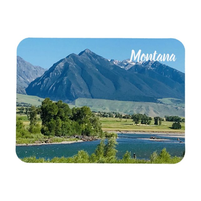 Montana Mountains Rivers Souvenir Flexible Fridge Magnet (Horizontal)
