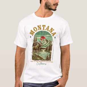 Montana Nature Scene – Wildlife, Mountains, River T-Shirt