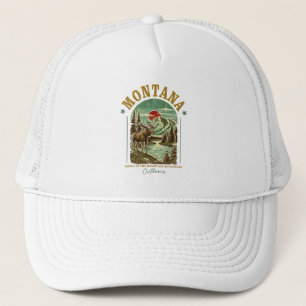 Montana Nature Scene – Wildlife, Mountains, River  Trucker Hat