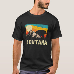 Montana Nature Wild Bear Retro Sunset Hiking T-Shirt