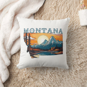 Montana Outline Mountains Cushion