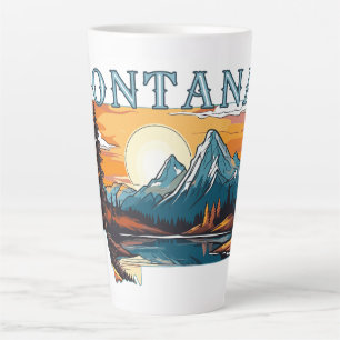 Montana Outline Mountains Latte Mug
