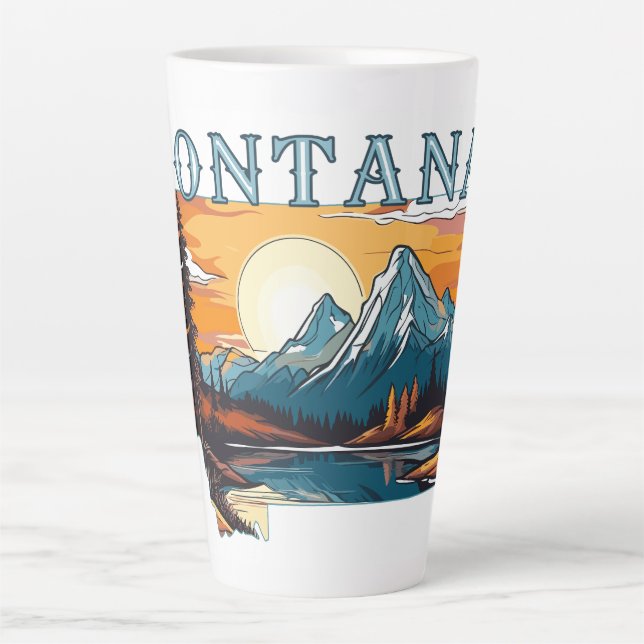 Montana Outline Mountains Latte Mug (Front)