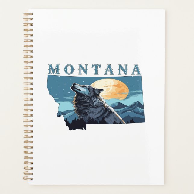 Montana Outline Wolf and Moon Planner (Front)
