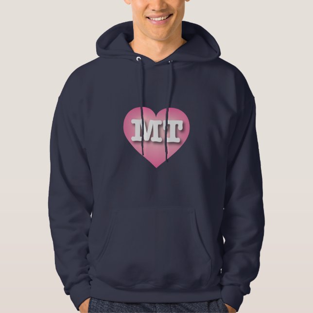 Montana Pink Fade Heart - I love MT Hoodie (Front)
