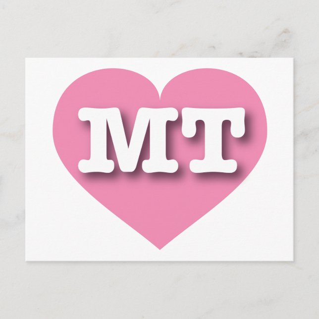 Montana Pink Heart - I love MT Postcard (Front)