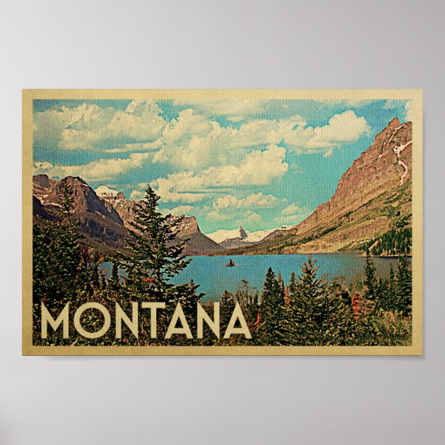 Montana Poster - Lake Vintage Travel Poster (Front)