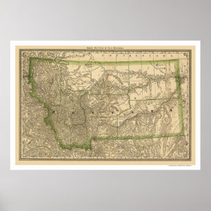 Montana Railroad Map 1881 Poster