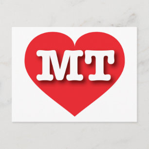 Montana Red Heart - I love MT Postcard