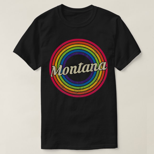 Montana Retro Rainbow Faded Style T-Shirt (Design Front)