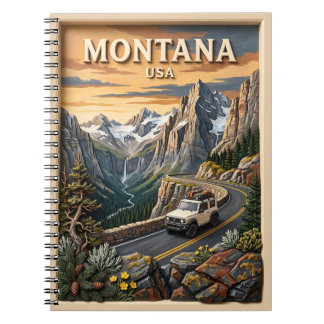 Montana Road Trip Glacier National Park 3D Texture Notebook