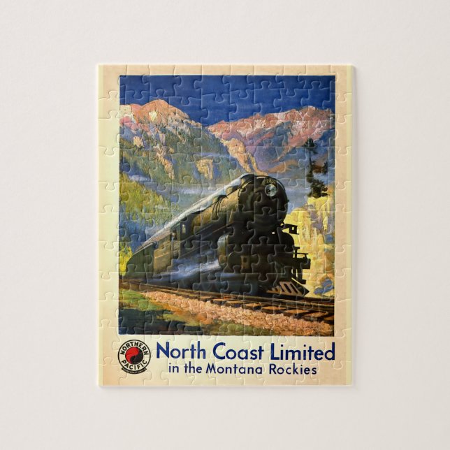 Montana Rockies Poster Steam Train Engine Railroad Jigsaw Puzzle (Vertical)
