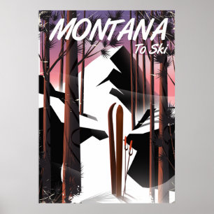 Montana Ski vintage travel poster