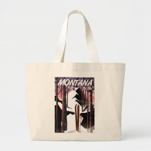 Montana Ski vintage travel poster Large Tote Bag