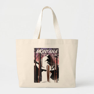 Montana Ski vintage travel poster Large Tote Bag