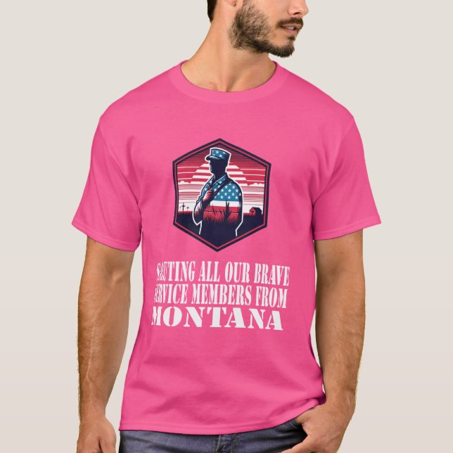 Montana Soldier Patriotic Silhouette in American F T-Shirt (Front)
