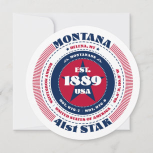 Montana State Circular Typography Flat Card