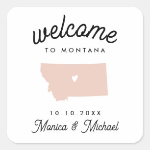 MONTANA State Destination Wedding ANY COLOR Square Sticker