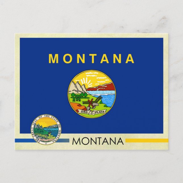 Montana State Flag and Seal Postcard (Front)