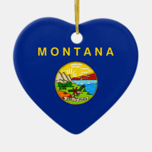 Montana State Flag Design Ceramic Tree Decoration