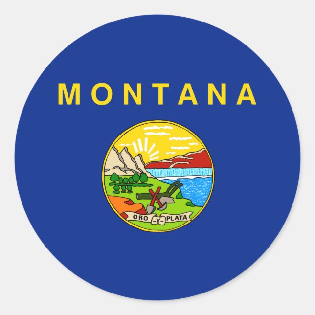 Montana State Flag Design Classic Round Sticker (Front)