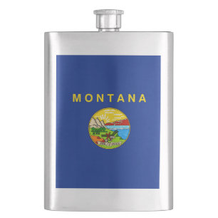 Montana State Flag Design Hip Flask