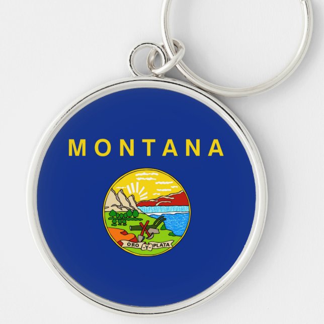 Montana State Flag Design Key Ring (Front)