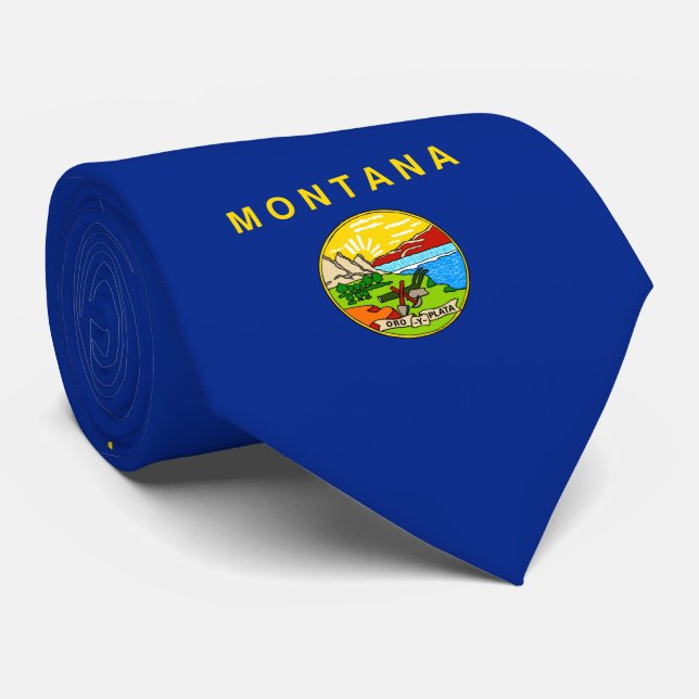 Montana State Flag Design Tie (Rolled)