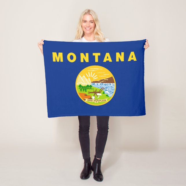 Montana State Flag Fleece Blanket (In Situ)