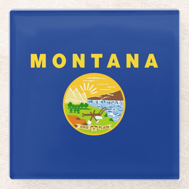 Montana State Flag Glass Coaster (Front)