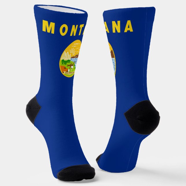 Montana State Flag Proud Montanan Fun Socks (Angled)