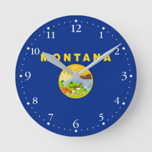 Montana State Flag Round Clock