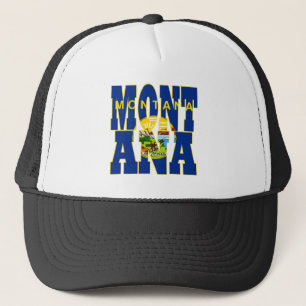 Montana state flag text trucker hat
