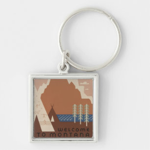 Montana State: Indian Tribes, Mountains, Prairie Key Ring