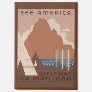 Montana State: Indian Tribes, Mountains, Prairie Magnet