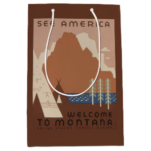 Montana State: Indian Tribes, Mountains, Prairie Medium Gift Bag