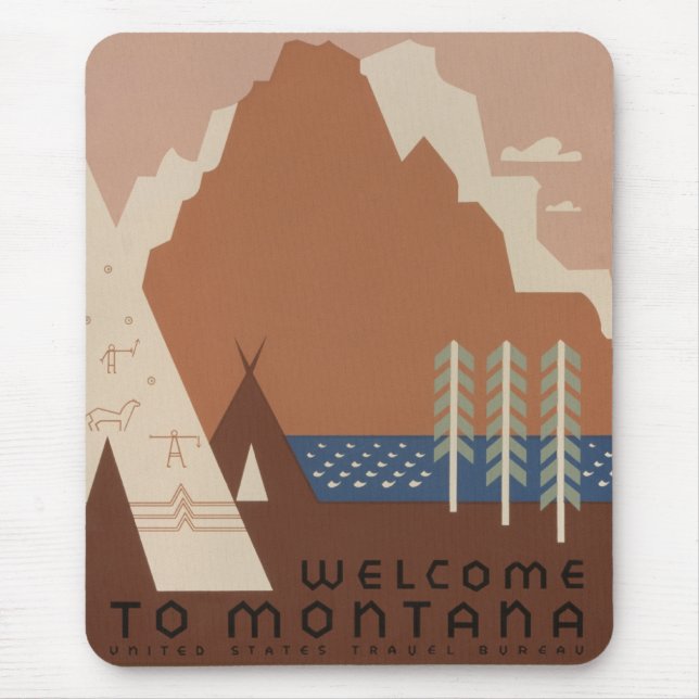 Montana State: Indian Tribes, Mountains, Prairie Mouse Mat (Front)