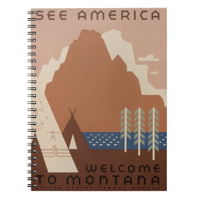 Montana State: Indian Tribes, Mountains, Prairie Notebook (Front)