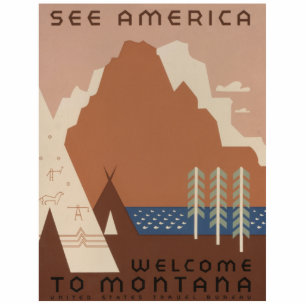 Montana State: Indian Tribes, Mountains, Prairie Photo Sculpture Decoration