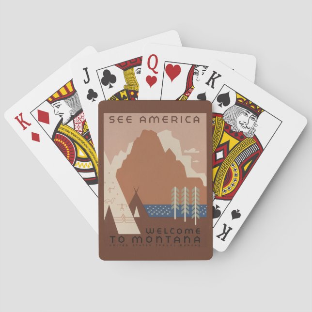 Montana State: Indian Tribes, Mountains, Prairie Playing Cards (Back)
