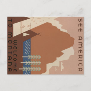 Montana State: Indian Tribes, Mountains, Prairie Postcard