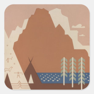 Montana State: Indian Tribes, Mountains, Prairie Square Sticker