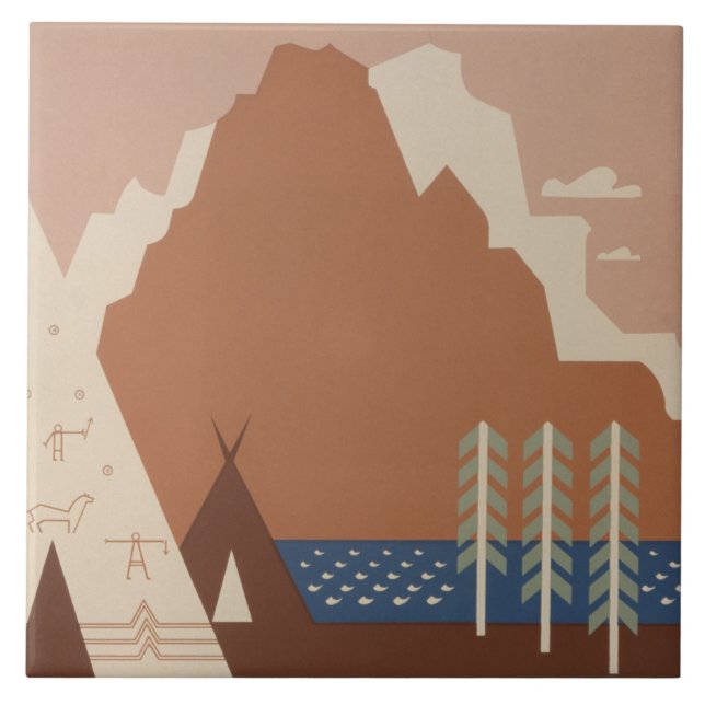 Montana State: Indian Tribes, Mountains, Prairie Tile (Front)