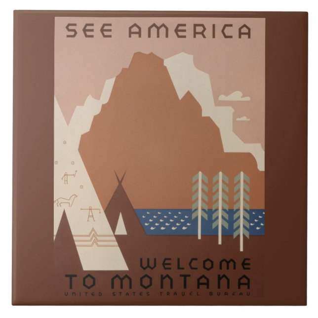 Montana State: Mountains, Tribes, Big Sky Country Tile (Front)