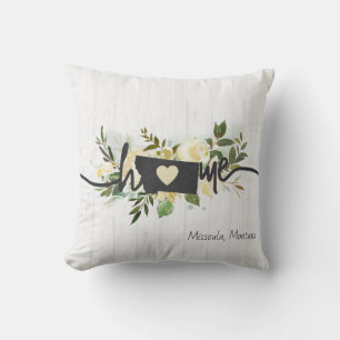 Montana State Personalised Your Home City Rustic Cushion