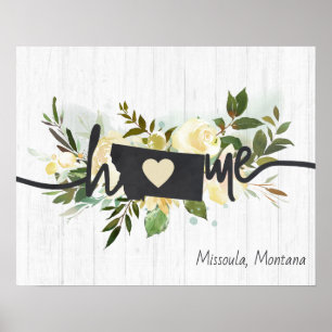Montana State Personalised Your Home City Rustic Poster
