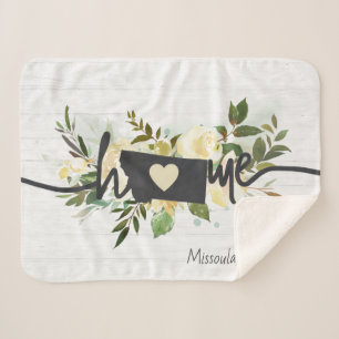 Montana State Personalised Your Home City Rustic Sherpa Blanket
