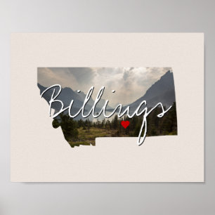 Montana State Photo insert and town name Poster