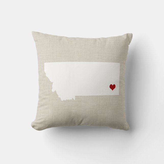 Montana State Pillow Faux Linen Personalised (Front)