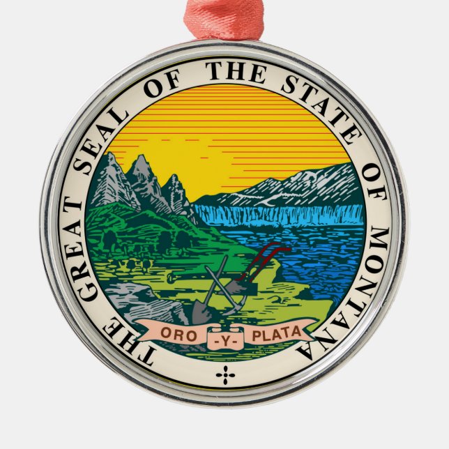 Montana state seal america republic symbol flag metal tree decoration (Front)